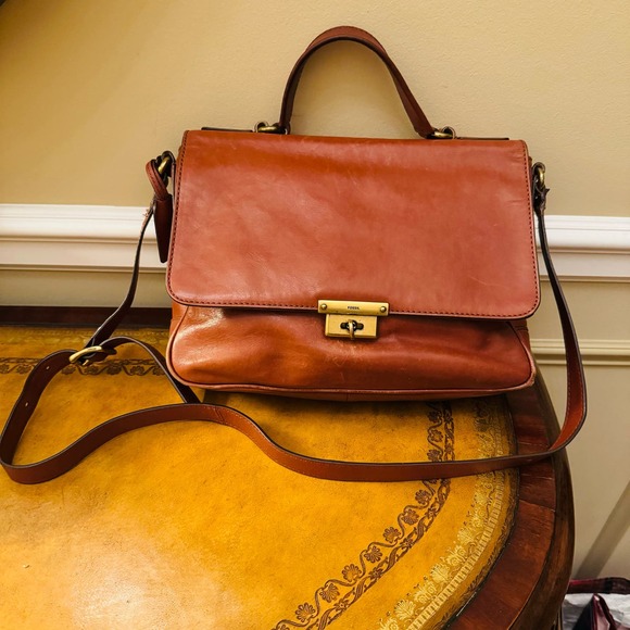 Fossil Handbags - Fossil Brown Leather Memoir Novel Flap Crossbody Messenger Satchel Purse ZB5413